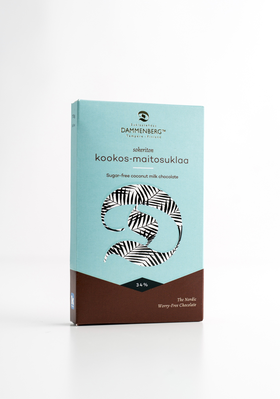 70g Sokeriton Kookos maitosuklaalevy 34 %