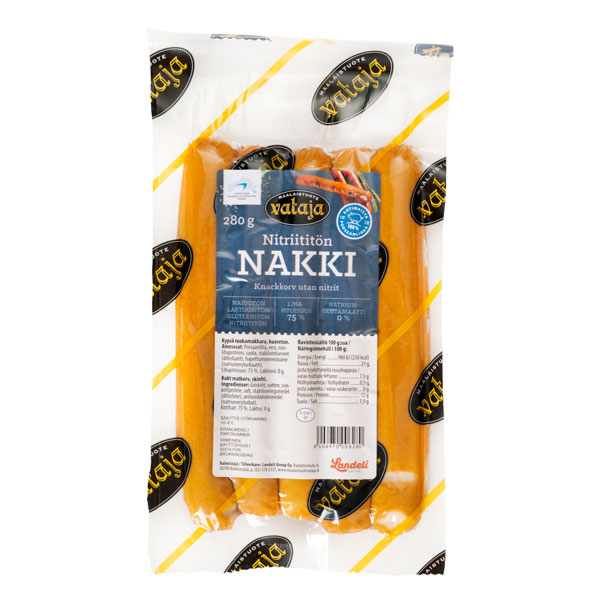 Vataja Nitriititön nakki 280 g, Allergiatunnustuote