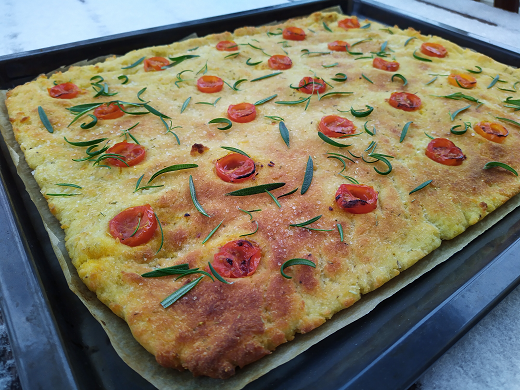 Focaccia valmis jauhoseos