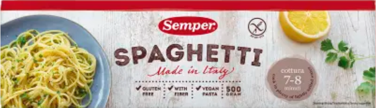 Semper Gluteeniton Spagetti 500g Semper Gluteeniton Spagetti 500g