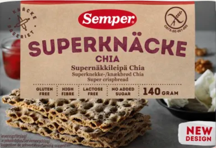 Semper Gluteeniton Supernäkkileipä Chia 140g