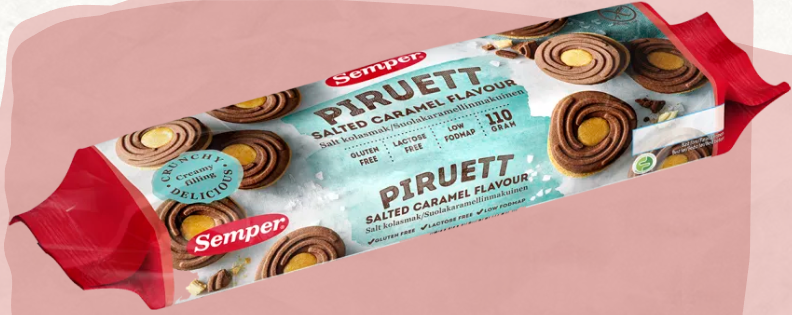 Semper Gluteenittomat Piruett Suolakaramelli täytekeksit Semper Gluteenittomat Piruett Suolakaramelli täytekeksit
